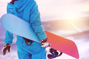 snowboarder on skiing slope