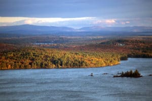 Mountains And Squam Lake In New Hampshire At Fall Time in the Lakes Region NH