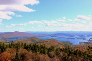 View of Squam Lake during a seaplane tour one of the wonderful things to do in Laconia NH
