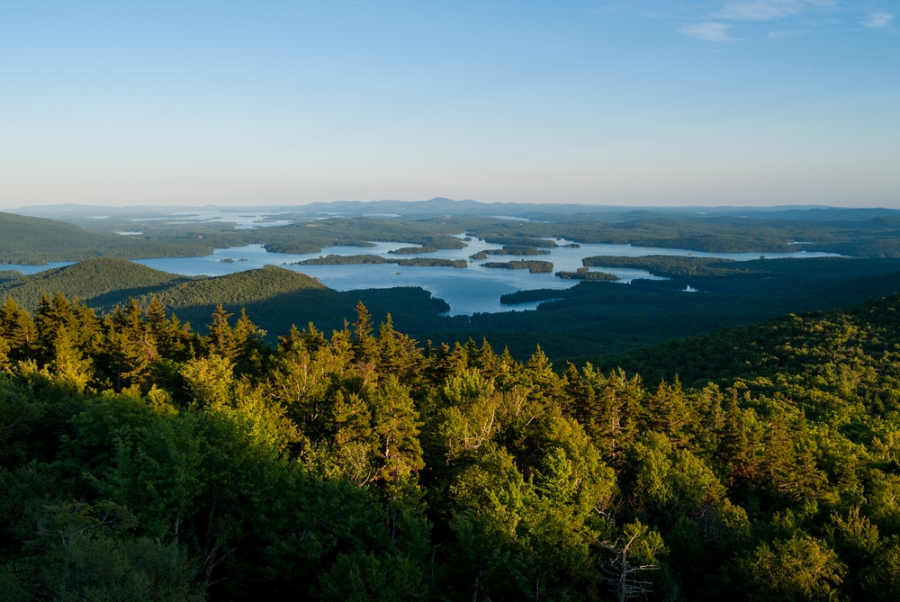 Gorgeous aerial view of New Hampshire's Lakes Region, where you'll find our top-rated Bed and Breakfast